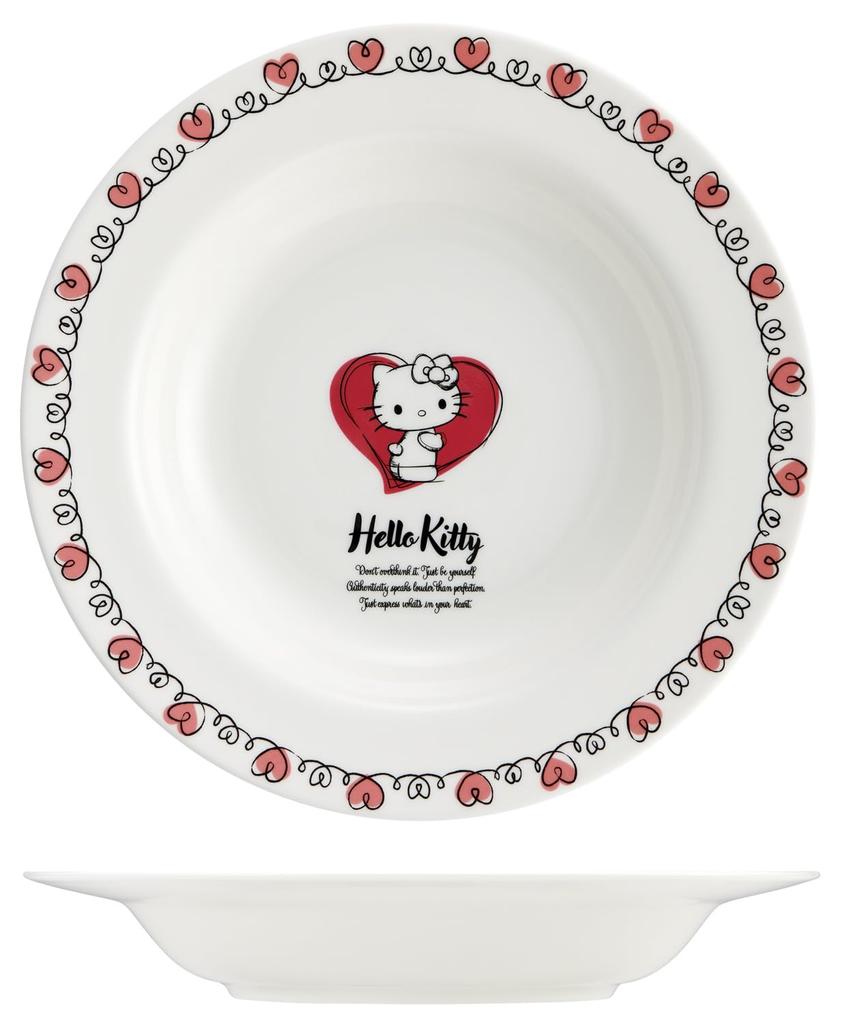 Skater Soup Plate, 23cm, Dishwasher Safe, Narumi Bone China, Made in Japan, Sanrio Hello Kitty Drawing, CBSP23-A