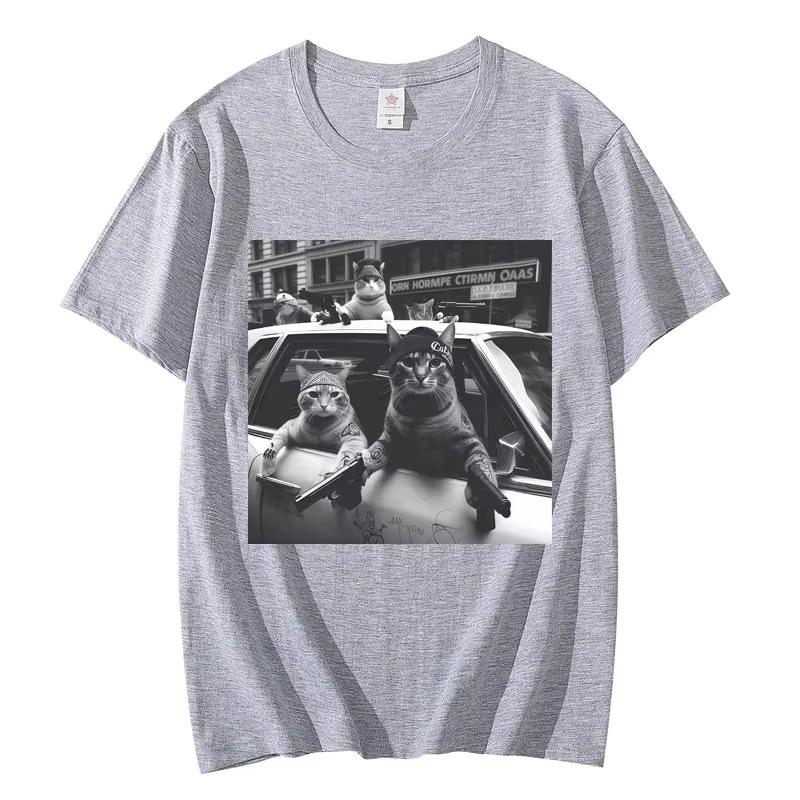 2026 New HighQuality Cotton Funny Cat Joke Graphic TShirt Unisex Teens Short Sleeve Streetwear Summer Casual Top Hot Sale