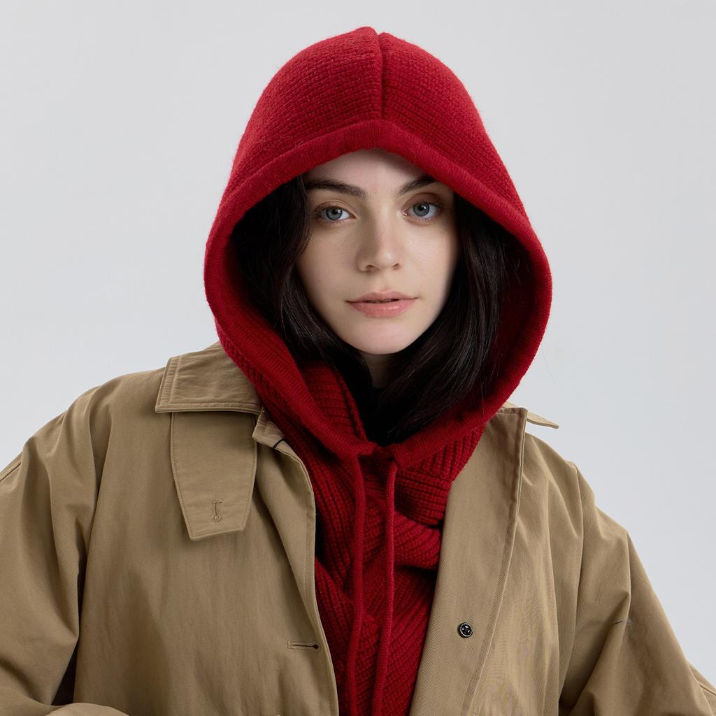 Winter Balaclava Hat Scarf for Women Knitted Hooded Caps Outdoor Warm One-Piece Neck Collar Beanies Hats for Girls