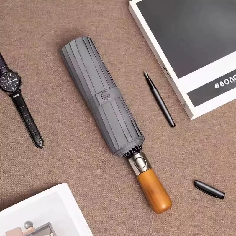 German Umbrella for Men, High-End, Fully Automatic, Enlarged, Thickened, Reinforced, Dual-Use for Sun and Rain, Foldable, Sun Protection, Sunshade