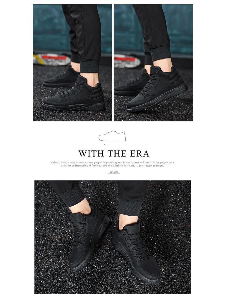 Zapatillas Deportivas de Caña Alta Rojas para Hombre - Estilo Coreano, Otoño/Invierno, con Terciopelo, Calzado Casual de Moda.