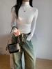 Women's Retro Ribbed Long Sleeve Turtleneck Base Layer Shirt for Autumn/Winter