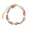 Titanium Steel Colorful Dipped Oil Cuban Link Bracelet Women Geometric Chain Design Lightweight Luxury Couple Jewelry