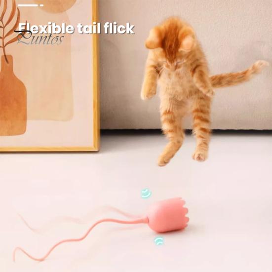 Automatic Silicone Tail Teaser Toy Electric Swirling Tail Interactive Self-Amusing Mood-Boosting Teasing Stick Prevents Boredom Cat Wand Toy