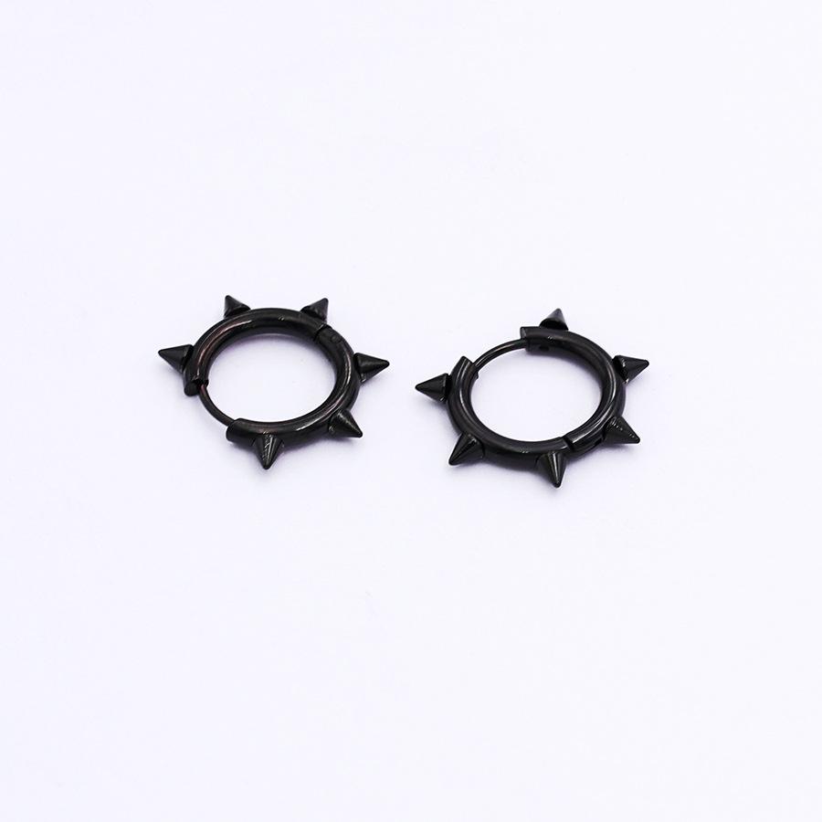 Punk Titanium Steel Spike Rivet Coil Earrings - Trendy Round Wire Clip-Ons