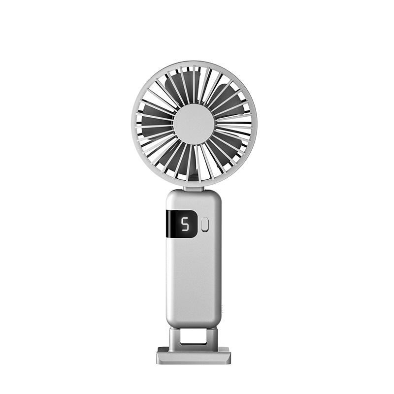 2026 Folding Handheld Fan USB Rechargeable Large Capacity Desktop Fan with Display Portable Hanging Stand