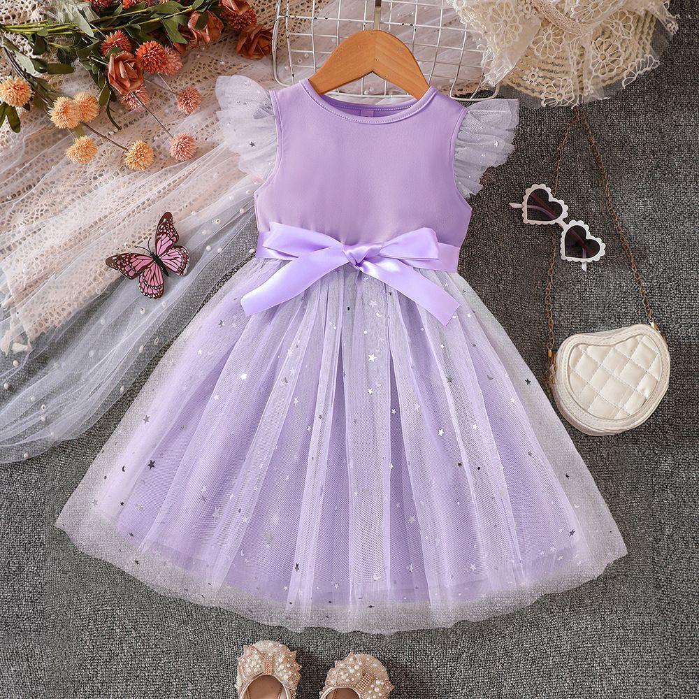Girls' Fashionable Star-Print Dress: Sweet Summer Tulle Princess Dress for Kids