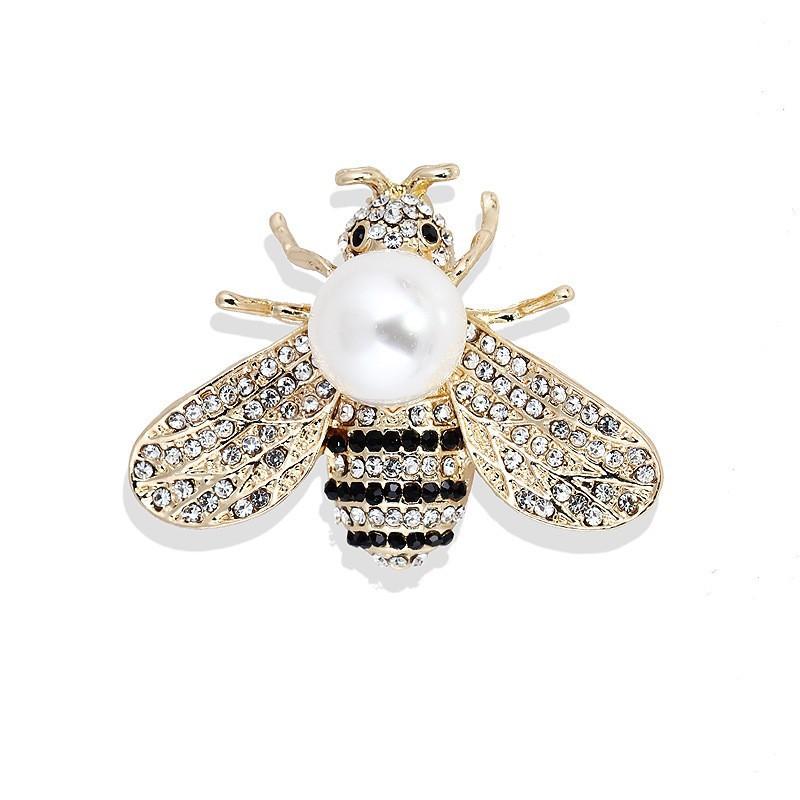 Pearl Bee Brooch Anti-light Diamond Insect Brooch Premium Niche Women's Pin with Accessories