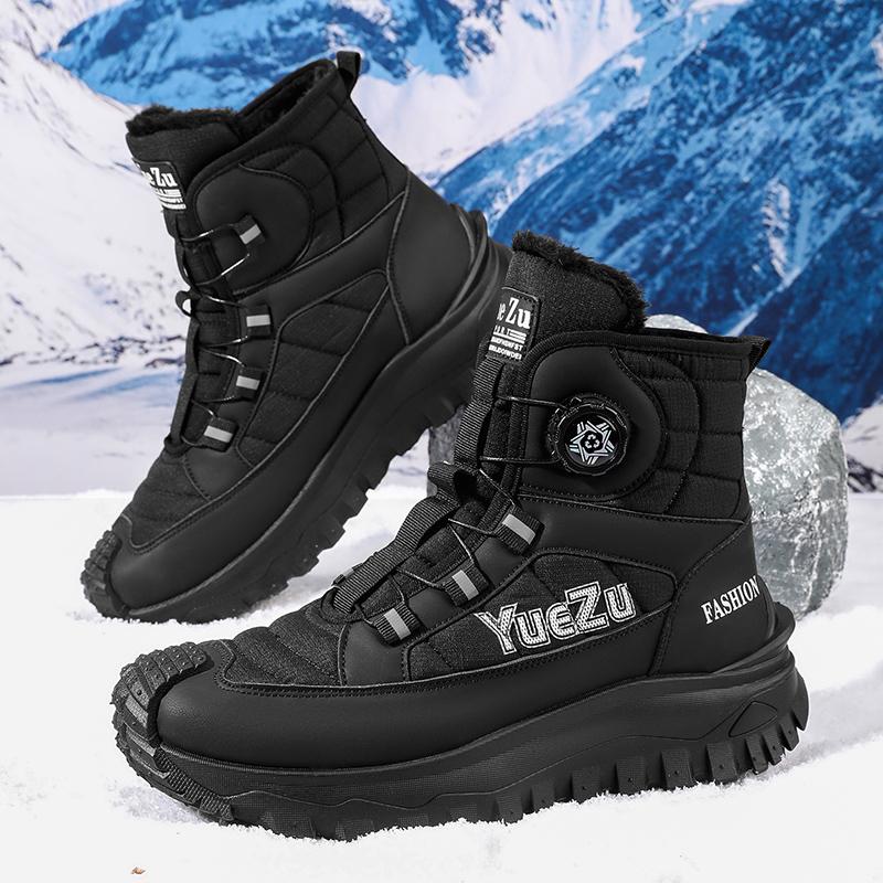 Warm Fur Men's Snow Boots Autumn and Winter Thickened Fashion Casual Bakers Shoes Fur-Lined Thickened Mid-Calf Cotton Shoes