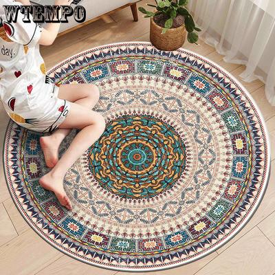 Retro Elegant Soft Non-slip Round Carpets Bedroom Chair Floor Mats Living Room Sofa Home Study Floor Mats