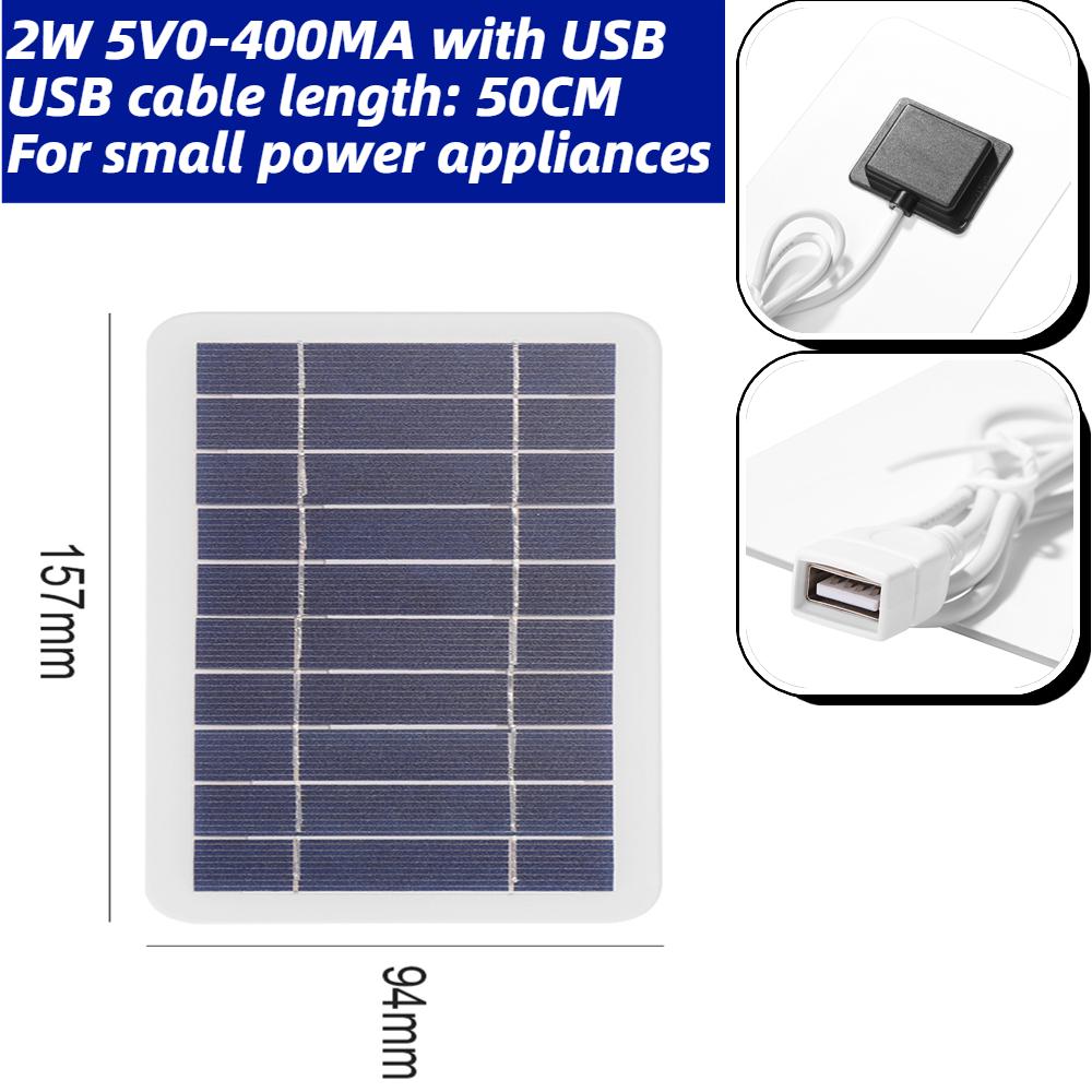 USB Solar Charger Panel 5V 2W 400mA Portable Solar Panel Output USB Outdoor Portable Solar System for Cell Mobile Phone Chargers 4