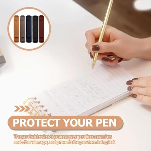 PU Leather Elastic Strap Pen Cover Color 5 Piece Notebook Matching Pen Protective Cover Practical Office Daily Accessories