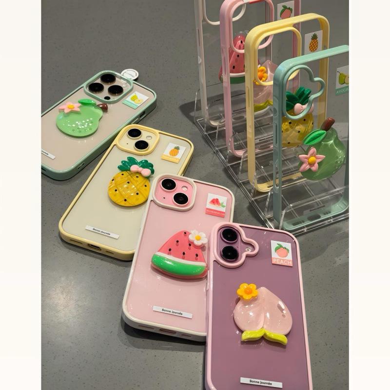 Creative Fruit Apple Acrylic Phone Case for iPhone 14 - 17ProMax, Transparent Luxury Style