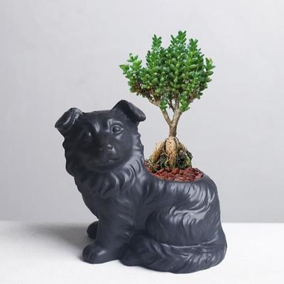 Modern Cute Ceramic Dog Vase Handmade Animal Shaped Succulent Pot Unique Animal Planter Office