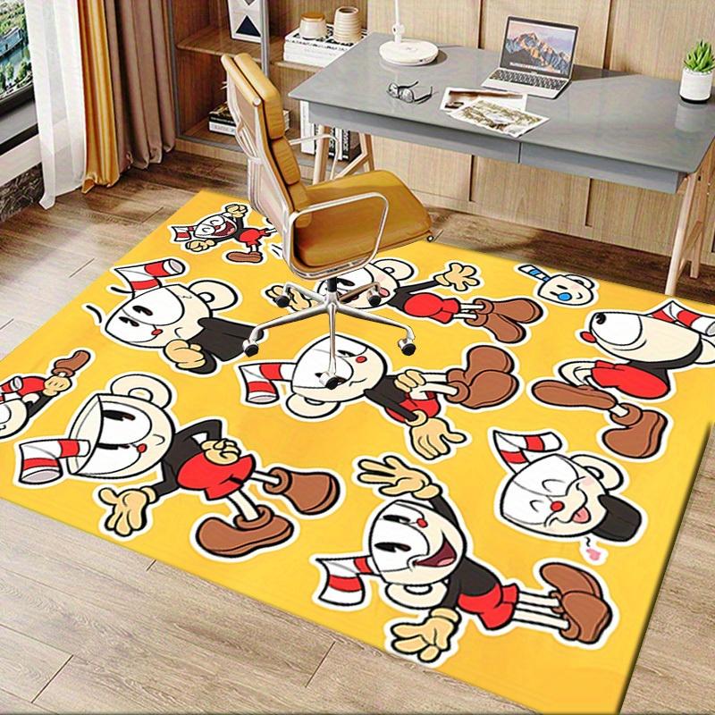 1ks Cuphead, Mugman, Kancelářský koberec ve stylu art, Měkký polyester, Protiskluzový, Lze prát v pračce, Koberce do interiéru Li