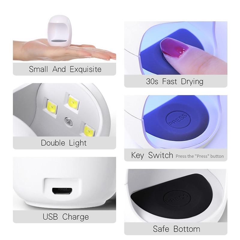 1 Pcs Egg Shape UV LED Lamp for Nail Single Finger Lamp Nail Gel Polish Dryer Drying Machine Smart Sensor 45s / 60s USB Connector