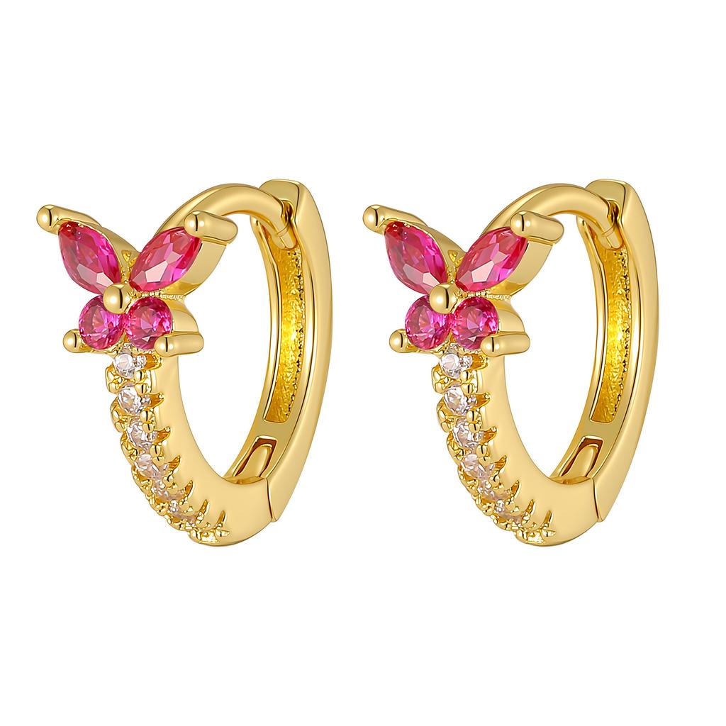 Vnox Gold Plated Copper Colorful Zirconia Butterfly Earrings for Women Girl, Classica White Crystal Stone Earrings Party Gifts