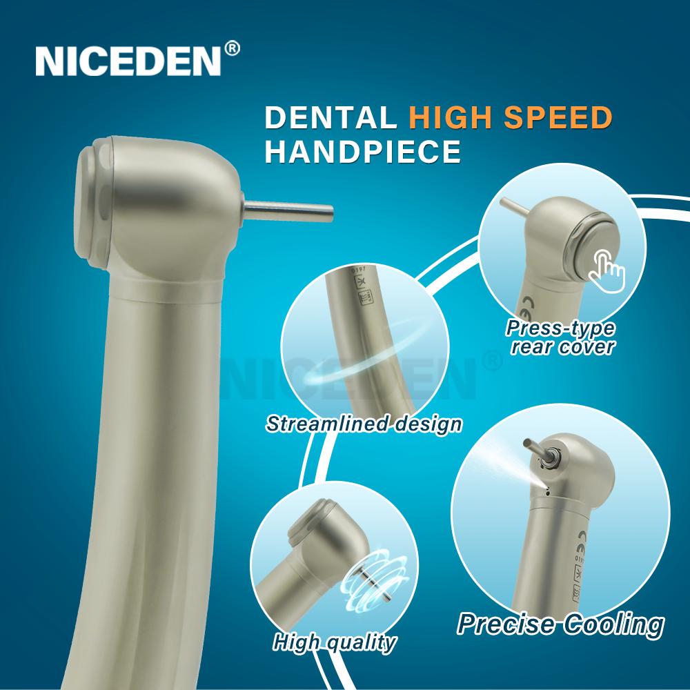 NICEDEN Dental High Speed Anti Retraction Handpiece Push Button Air Turbine 2/4 Holes Torque Head Dentistry Instrument