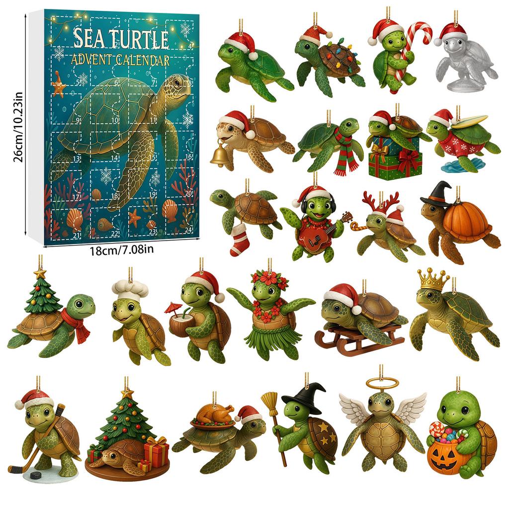 Christmas Advent Calendar Blind Box Animal Pet Series Acrylic Pendant Christmas Tree Decor Surprise Gift 12 Pack