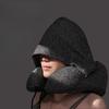 Memory foam-supported foldable travel neck pillow with stress-relieving U-shaped super soft contour hooded travel wrap pillow