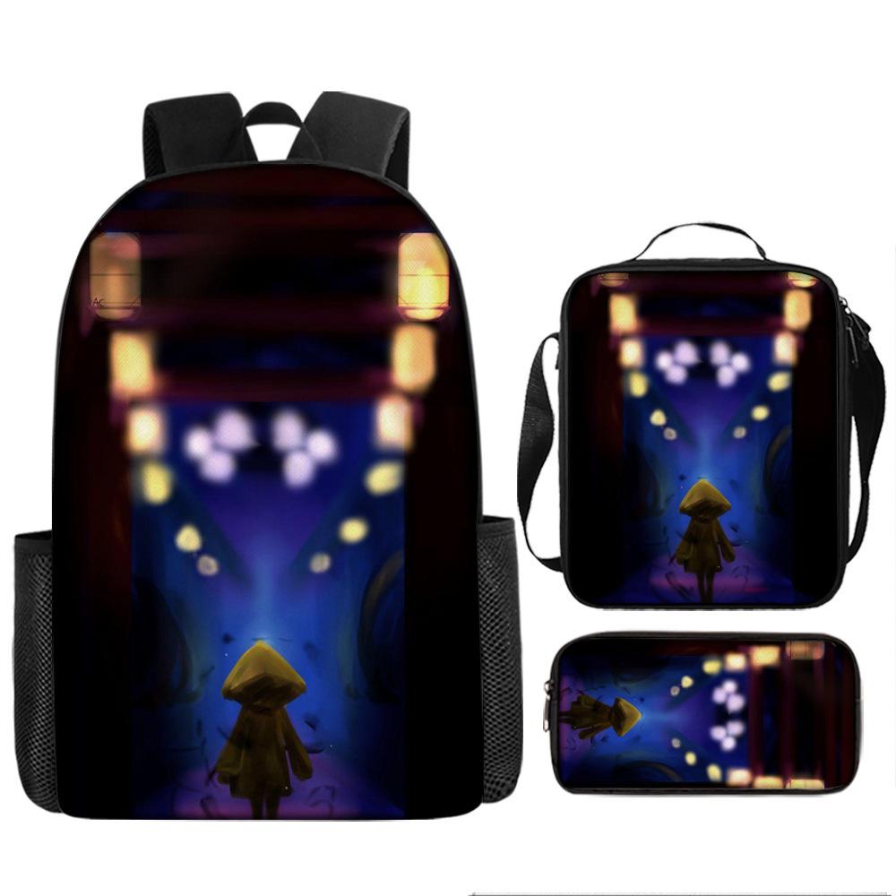 Luxury Popular Novelty Little Nightmares 3D Print 3pcs/Set pupil School Bags Laptop Daypack Backpack Lunch bag Pencil Case