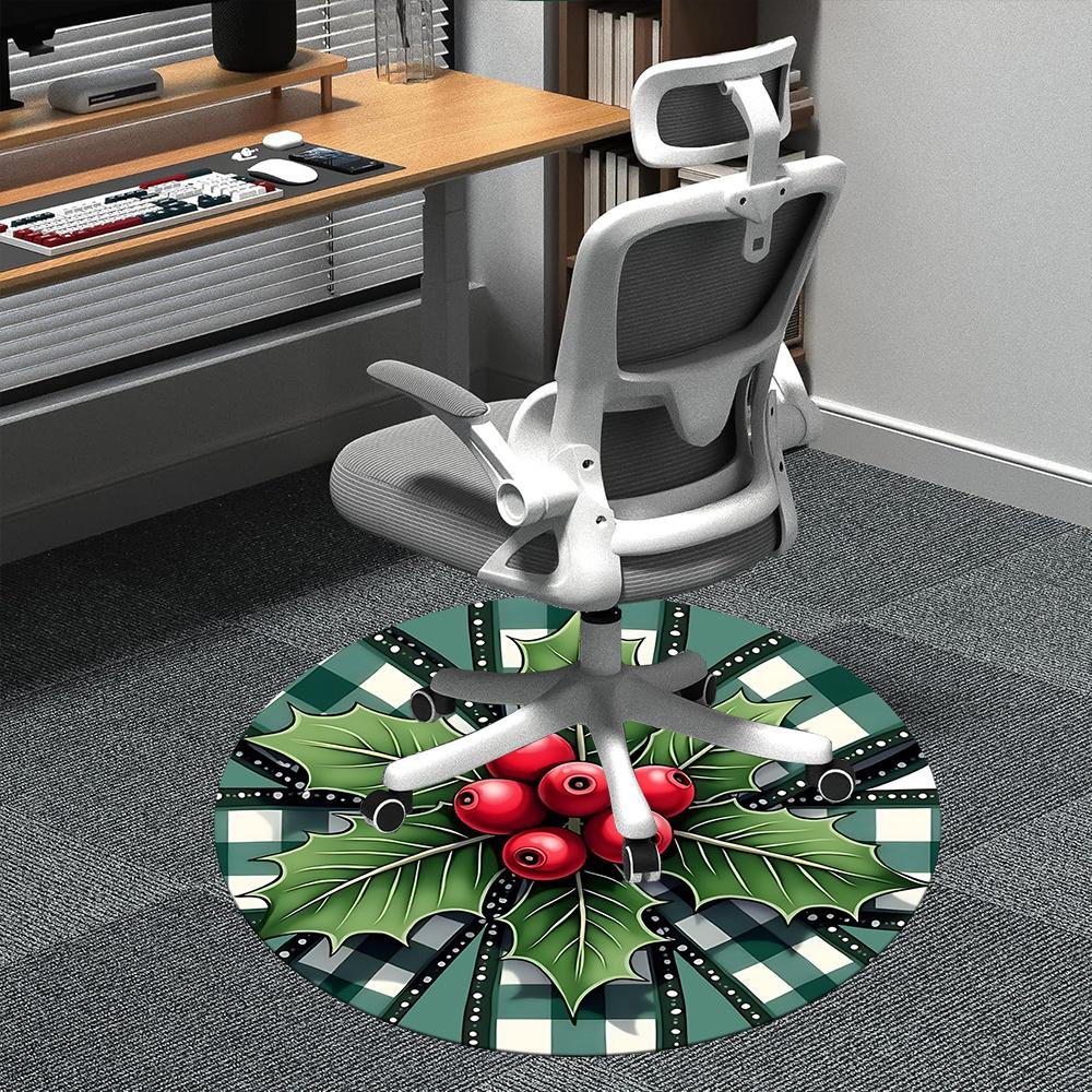 

1pc Holly Berries Office Round Area Rug, Indoor Mat Suitable ForOffice, Under Office Chairs Bedroom Living Room Home Decor, Room Deco q091 80cm by 80cm