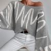 Women's European and American Lantern Sleeve Pullover Sweater