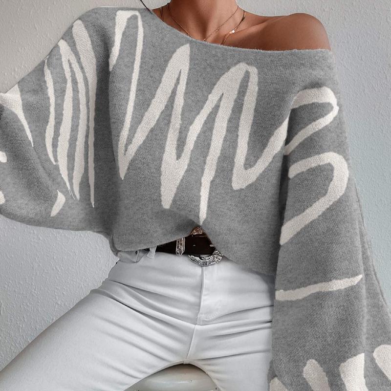 Women's European and American Lantern Sleeve Pullover Sweater