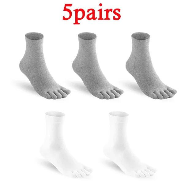 1/5Pairs Men's Five Toes Socks Breathable Anti Odor Five Finger Socks for Male White Black Sturdy Soft High Quality Mid Tube Sox