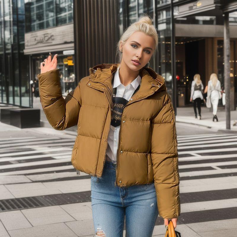 Women's Winter Jacket 2024 Winter Women Pure Color Thicken Warm Short Cotton Jacket Female Hooded Parkas Coats Women's Clothing