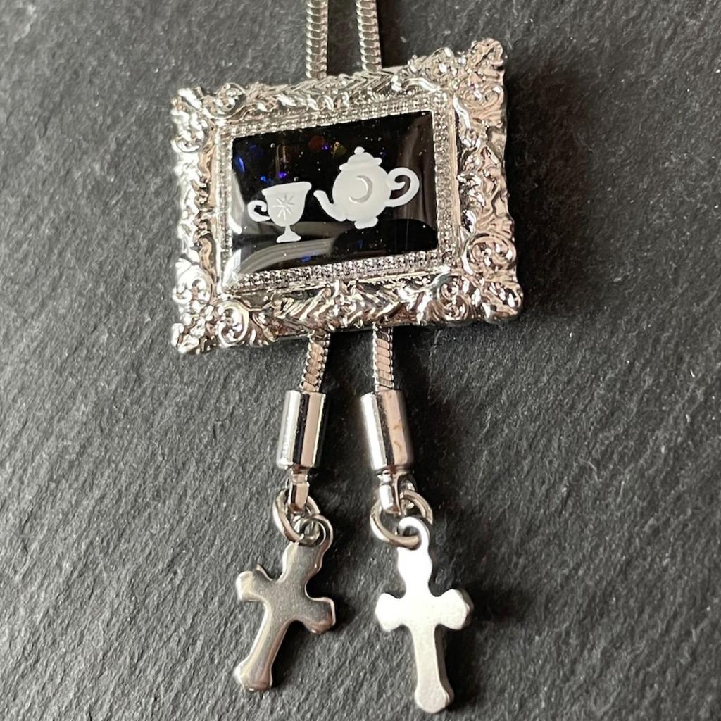 Color Printing Pull Rope Necklace Retro Frame Pattern With Cross Star Pendant Personalized Trend Jewelry Women