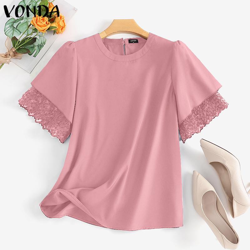 

VONDA Летняя женская кружевная блузка с короткими рукавами