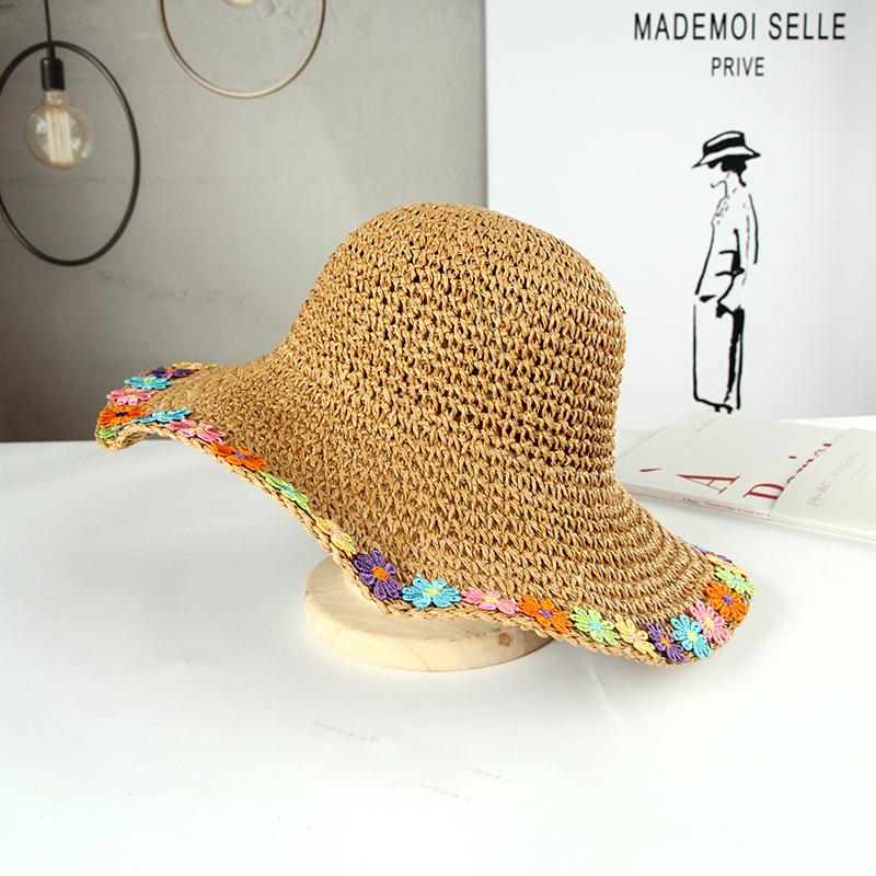 

Стиль шляпы Универсальная Соломенная Плетеная Изысканный Цветок Женские Шляпы Кепки Солнцезащитная хаки