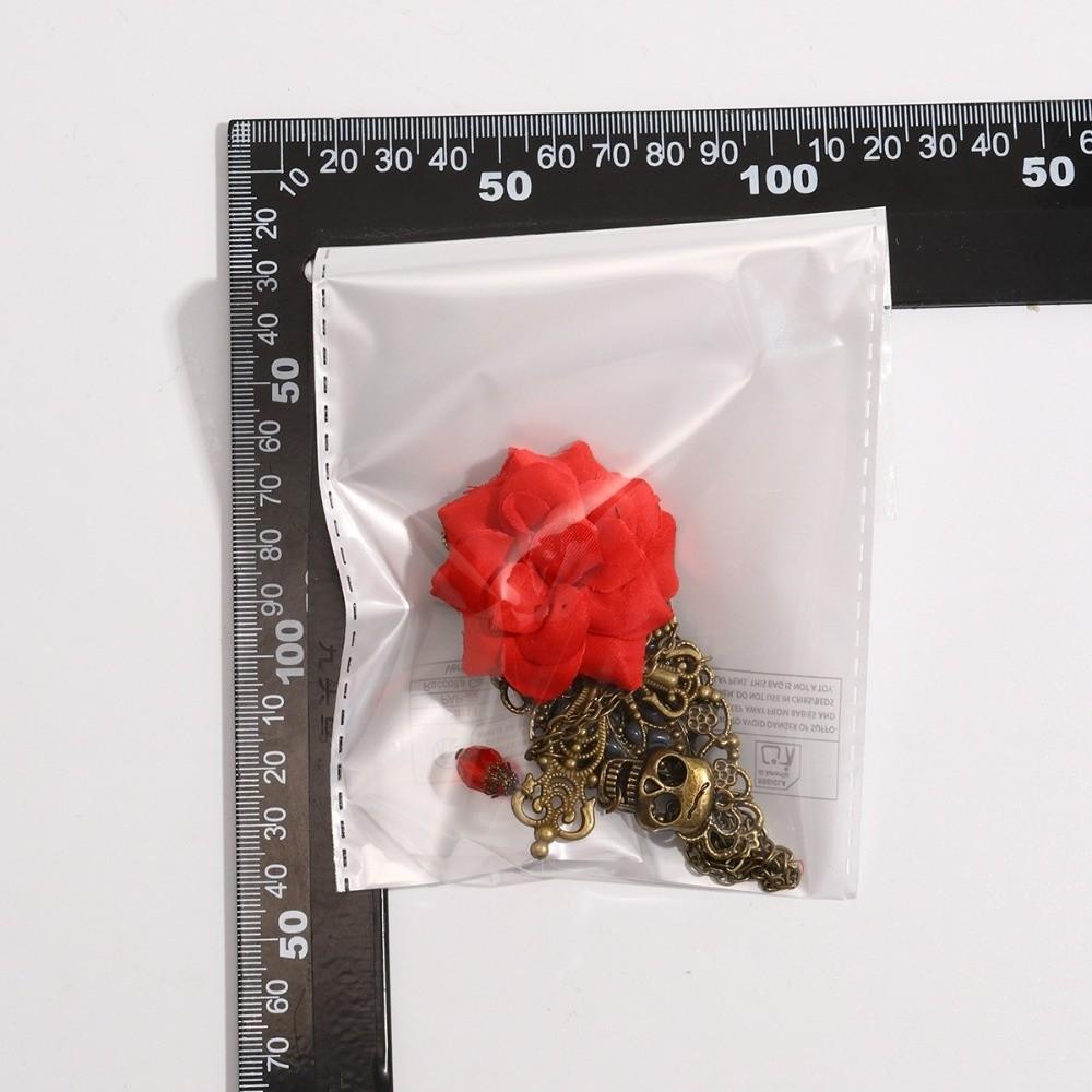 Multi Layer Chain Skull Brooch Antique Metal Lapel Pin Velvet Rose Brooch For Cosplay Costume
