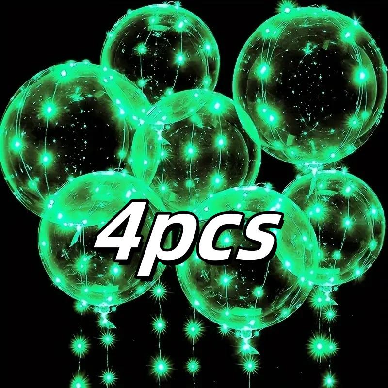 4 st LED-ballonger med ljus lysande transparenta Bobo-ballonger bröllopsfödelsedagsfest dekoration LED-ljusballong