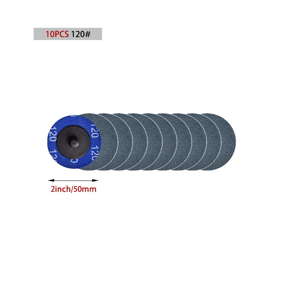 10pcs 2" Zirconia Quick Change Sanding Discs Roll Lock R-Type Sandpaper Abrasive Disc 50mm 1/4" Holder Paint Rust Removal