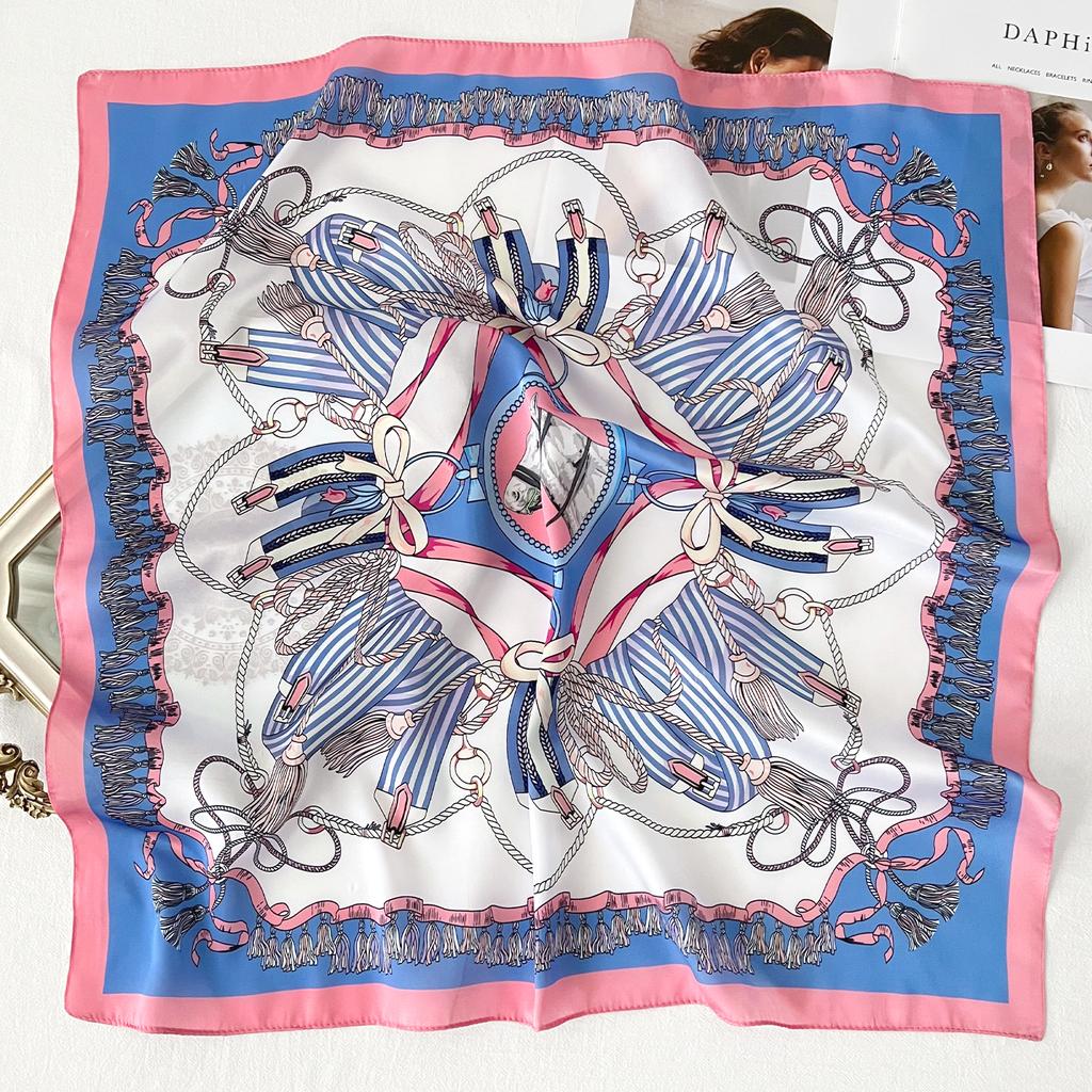 Women Korean Style Knot Print Versatile Small Square Scarf Fashion Decorative Neck Scarf
