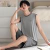 Men's Modal Sleeveless Camisole Loungewear Set, Plus Size, Summer-Ready, Outdoor Wearable