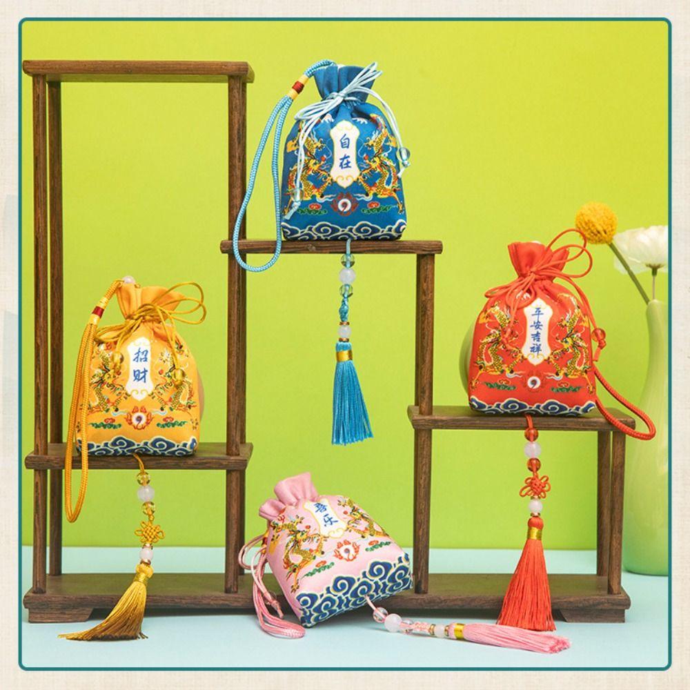 New Year Lucky Bag Chinese Style Sachet Hanging Tassel Small Pouch Dragon Year Cloth Sachet  Girl