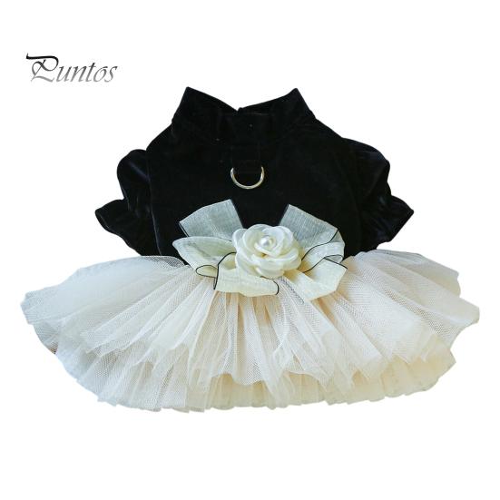 

Платье для домашних животных, стильное свадебное платье для собак с 3D цветами и бантом, украшение в сетку, платье принцессы для собак, товары для домашних животных M