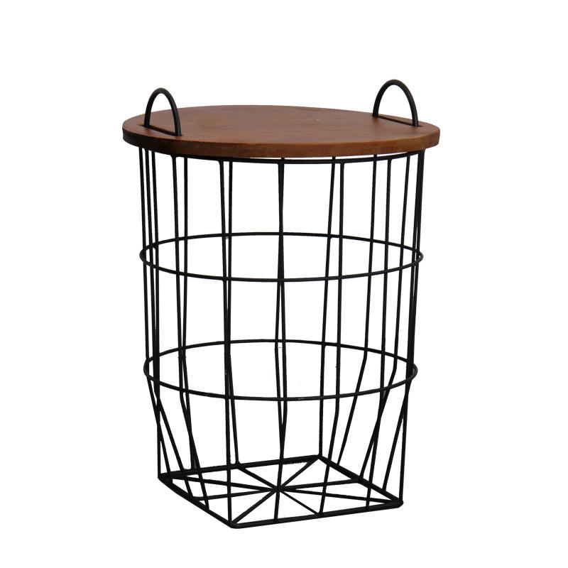 Retro Vintage Iron Laundry Storage Bin Mid-Century Style Clothes Hamper Basket for Home Organization Boutique Design