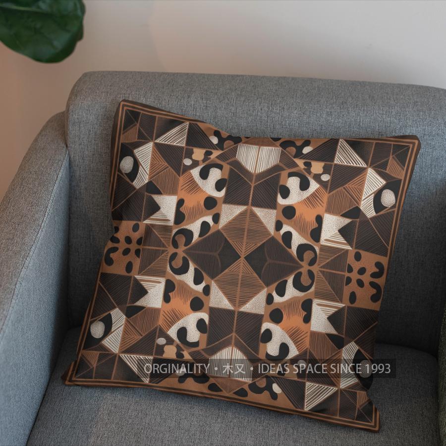 2D Geometric & Leopard Pattern Throw Pillow Pattern Cushion Cover Suitable For Sofa Bedroom Car Pillow Cover