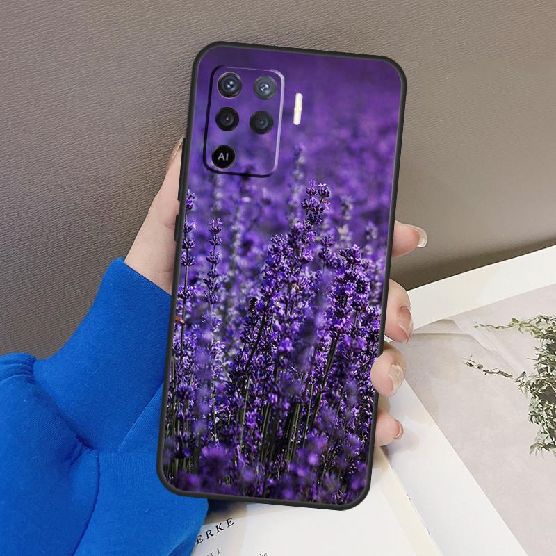 Lavender Purple Flower Case For Oppo A77 A57 A17 A60 A80 A40 A74 A54 A94 A78 A98 A18 A38 A58 A96 A76 A16 A15 A5 Pro