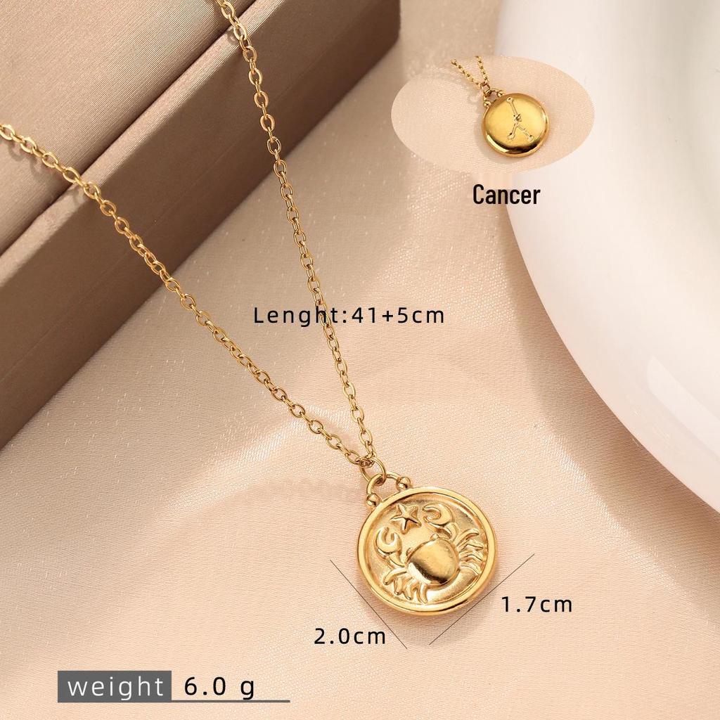 12 Constellation Necklace: 18K Gold-Plated Titanium Steel Chain
