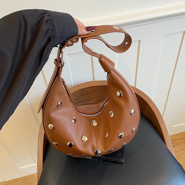 Rivet Crescent Armpit Bag Shoulder Women's Bag