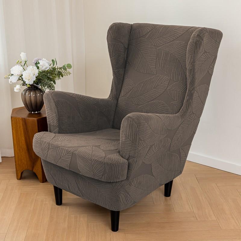 2pcs/Set Jacquard Single Wing Chair Covers Elastic Wing Back Sofa Cover Dust-proof with Seat Cushion Cover for Living Room