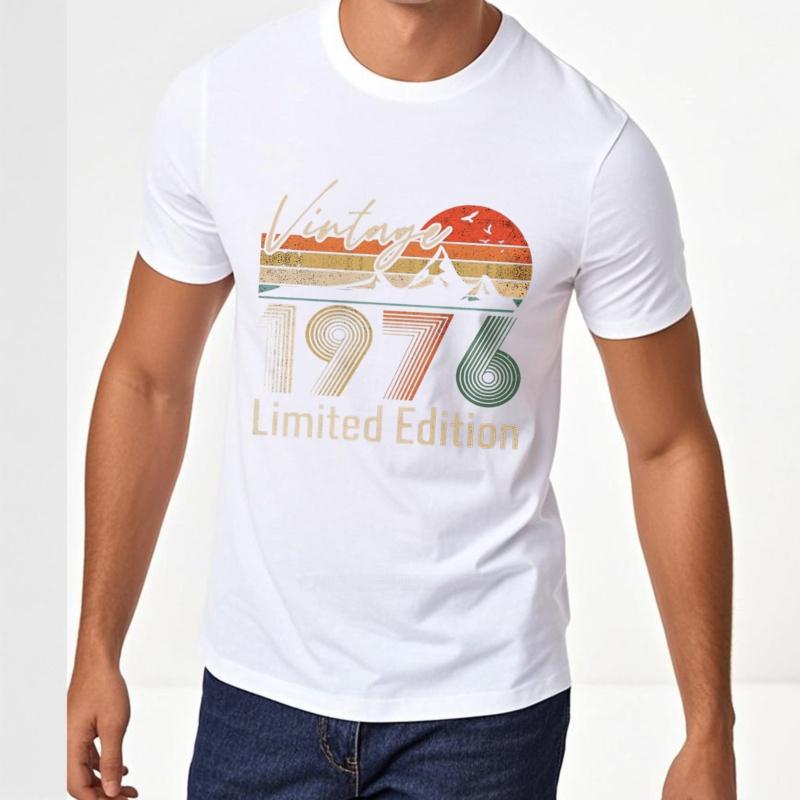 men brand tshirt Vintage summer Teenagers t shirt Vintage 1976 Limited Edition Mountain Sunset Short Sleeve Adult Oneck tops