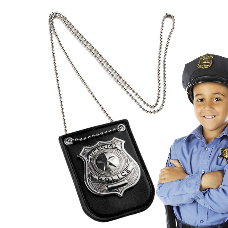 Kids Role Playing Props PoliceSpecial Badge With Chain And Belt Clip Toys Kids Cop Badges Dress Up Accessories Pretend Play Toy