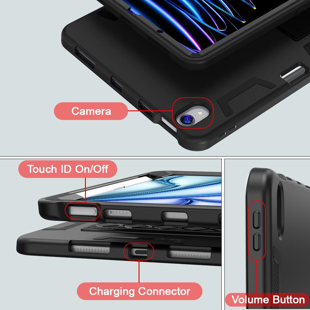 For iPad (2025)/iPad 10.9 (2022) Case Silicone+PC Kickstand Tablet Cover with Pencil Holder