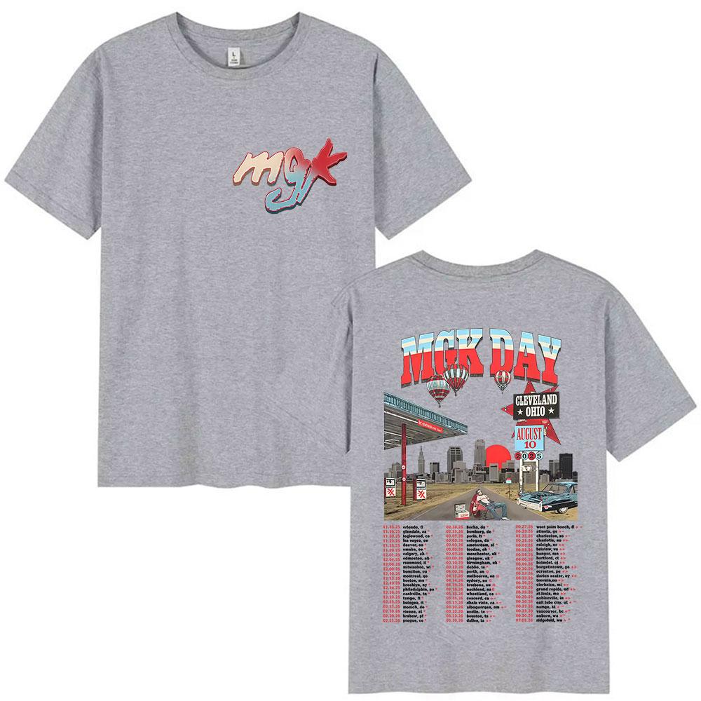 MGK Day Lost Americana Tour 2025 Graphic Print Pure Cotton Gothic Hip-hop T-shirt Oversized Hip-hop Fashion Streetwear